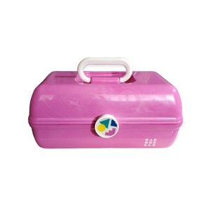 Caboodles Box Makeup Case Pink Swirl Two Tier w/ Mirror Plano Model 5626